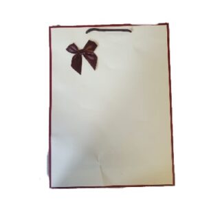 BOLSA DE REGALO AMARILLA CON BORDE CAFE 30 X 12 X 40 CM