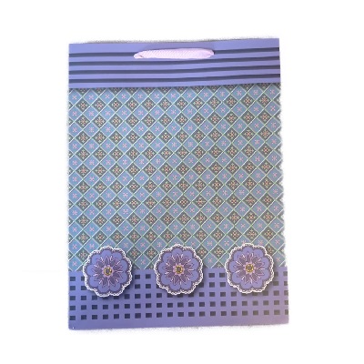 BOLSA DE REGALO LILA CON DISEÑOS 30 X 12 X 40 CM