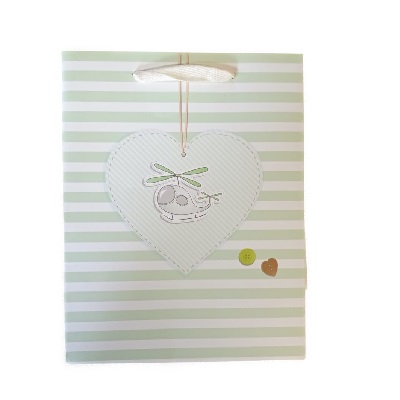 BOLSA DE REGALO VERDE CON DISEÑO 18 X 10 X 23 CM