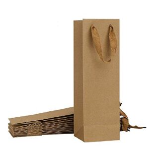 BOLSA DE REGALO PARA VINO COLOR CAFE 36 X 12.5 CM