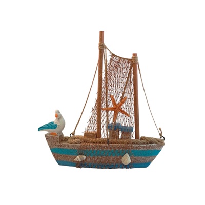 ADORNO DE BARCO DE MADERA 16 X 18 CM