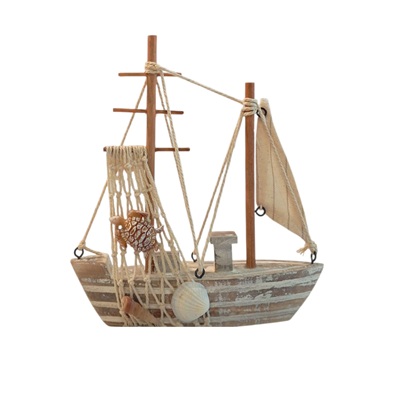 ADORNO DE BARCO DE MADERA 18 X 16.5 CM