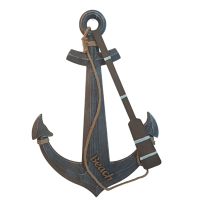 ADORNO DECORATIVO ANCLA DE MADERA 60 X 40 CM