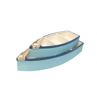 SET DE BARCOS DE MADERA 2 PC 61 X 25 CM Y 19 X 8 CM