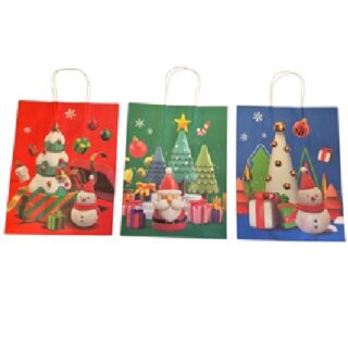 BOLSA DE REGALO NAVIDEÑA PAPEL KRAFT 25 X 18 CM