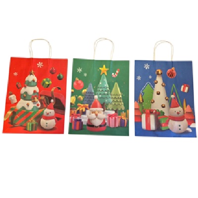 BOLSA DE REGALO NAVIDEÑA PAPEL KRAFT 25 X 18 CM