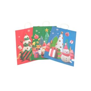 BOLSA DE REGALO NAVIDEÑA PAPEL KRAFT 33 X 25 CM