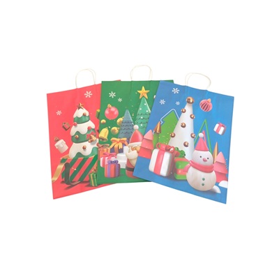 BOLSA DE REGALO NAVIDEÑA PAPEL KRAFT 33 X 25 CM