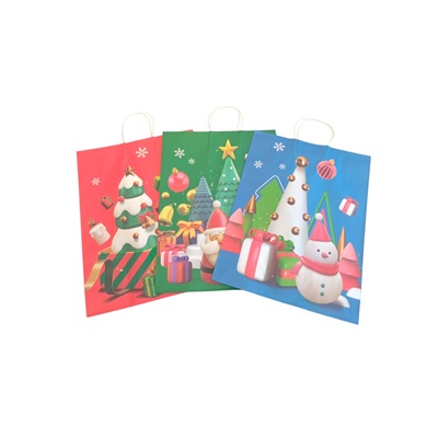 BOLSA DE REGALO NAVIDEÑA PAPEL KRAFT 42.5 X 30 CM