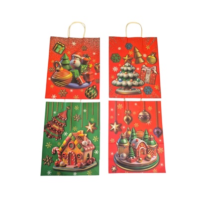 BOLSA DE REGALO NAVIDEÑA PAPEL KRAFT 25 X 18 CM