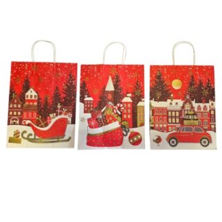 BOLSA DE REGALO NAVIDEÑA PAPEL KRAFT 33 X 26 CM