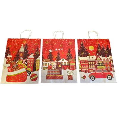 BOLSA DE REGALO NAVIDEÑA PAPEL KRAFT 30 X 41.5 CM