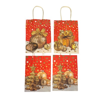 BOLSA DE REGALO NAVIDEÑA PAPEL KRAFT 21 X 15 CM