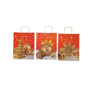 BOLSA DE REGALO NAVIDEÑA PAPEL KRAFT 25 X 33 CM