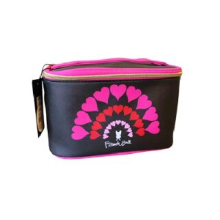 BOLSA PARA COSMETICOS COLOR ROSADA Y NEGRO 23 X 15 CM