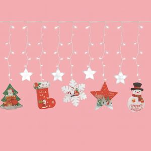 Luces LED de cascada, estrellas y figuras blancas