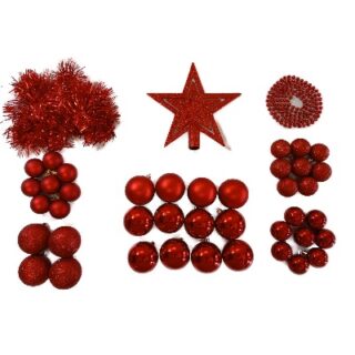 SET DE ADORNOS NAVIDEÑOS 68 PC ROJO
