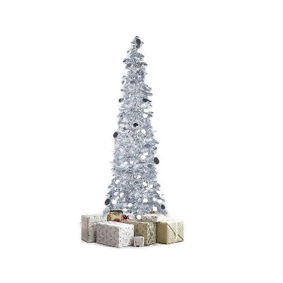 ARBOL DE OROPEL LED PLATEADO DE 5 FT 1.52 MTS