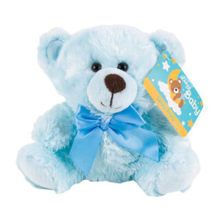 PELUCHE DE OSO AZUL CON MOÑO 16 X 14 CM