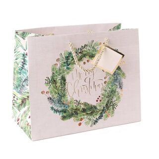 BOLSA DE REGALO MEDIANA DE CORONA NAVIDEÑA