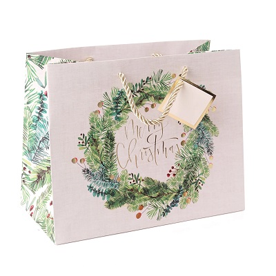 BOLSA DE REGALO MEDIANA DE CORONA NAVIDEÑA