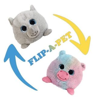 PELUCHE REVERSIBLE ANIMALES 2 EN 1 HIPPOPOTAMO Y RHINO 10CM