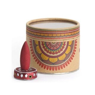 CONOS DE INCIENSO 20 PC CON QUEMADOR AROMA DE ROSA AMBAR