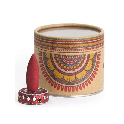 CONOS DE INCIENSO 20 PC CON QUEMADOR AROMA DE ROSA AMBAR