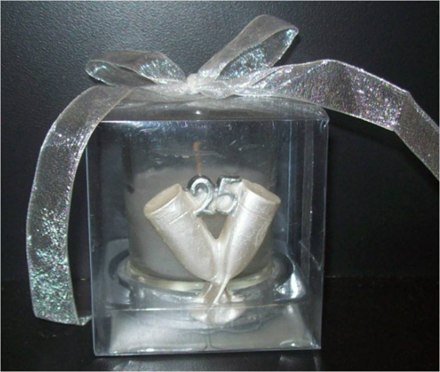 CANDELERO DE VIDRIO CON 25 AÑOS