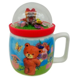 TAZA DE CERÁMICA DE 12 OZ CON TAPA DE CÚPULA DECORATIVA