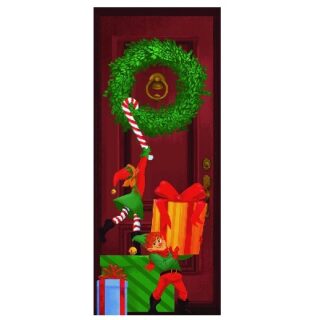 FUNDA NAVIDEÑA PARA PUERTA DISEÑO ELFOS