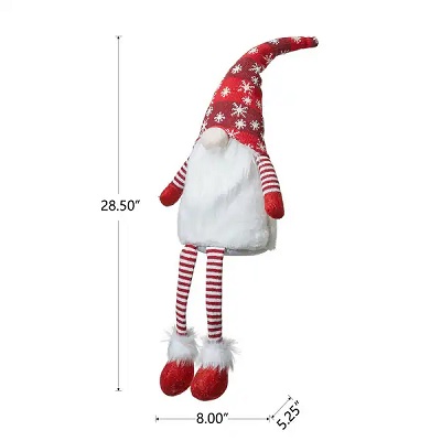 PELUCHE NAVIDEÑO COLOR ROJO Y GRIS 46 CM