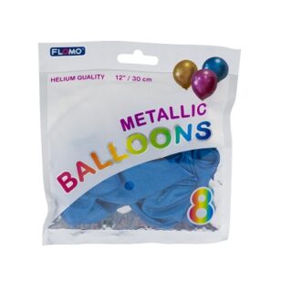 GLOBOS AZUL METALICO 8 PC