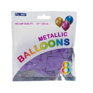 GLOBOS MORADO METALICO 8 PC