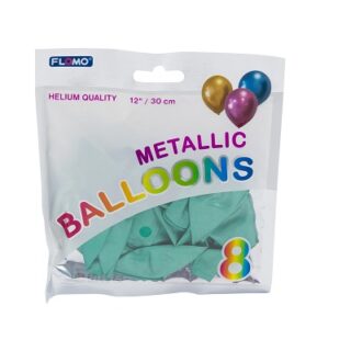 GLOBOS VERDE METALICO 8 PC