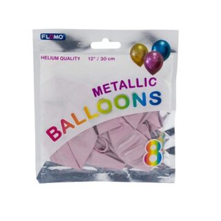 GLOBOS ROSA METALICO 8 PC