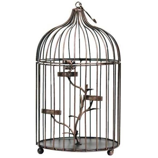 CANDELERO EN FORMA DE JAULA 36x21 CM
