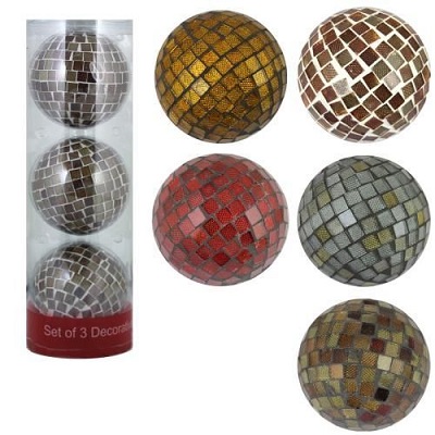 BOLAS DECORATIVAS MOSAICO EN CILINDRO 3 PC SURTIDO