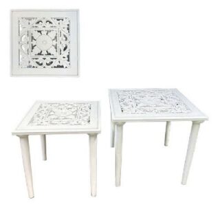 SET DE MESAS CUADRADAS COLOR BLANCO 19.5 X 19.5 CM