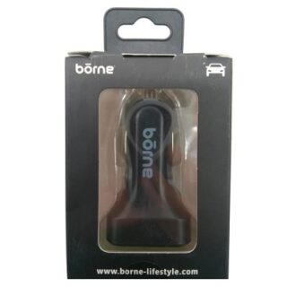 CARGADOR DE CARRO BORNE 2.4A NEGRO DUAL USB