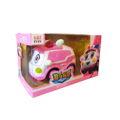 CARRO POLICIA COLOR ROSADO 10 CM