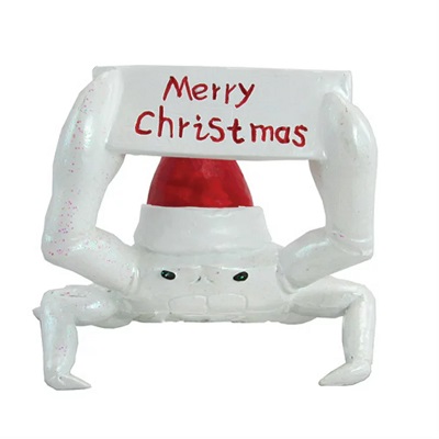 CANGREJO BLANCO CON SOMBRERO NAVIDEÑO 15X11 CM