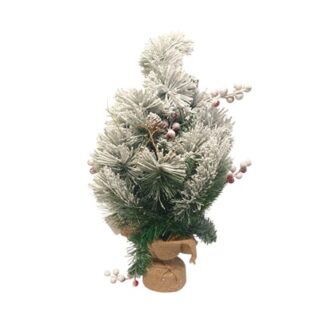 ARBOL NEVADO CON LUZ LED Y AGUJAS DE PINO 60 CM