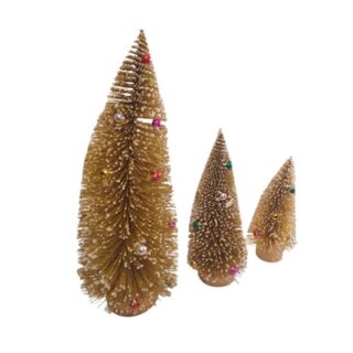 SET DE ARBOLITOS NAVIDEÑOS COLOR DORADO 3 PC