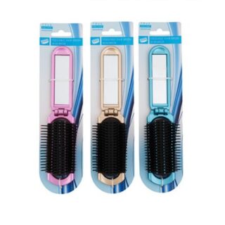 CEPILLO PARA PELO Y ESPEJO PLEGABLE 2 EN 1