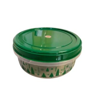 HERMETICO NAVIDEÑO DE PLASTICO CON TAPADERA 22 CM