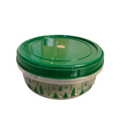 HERMETICO NAVIDEÑO DE PLASTICO CON TAPADERA 22 CM