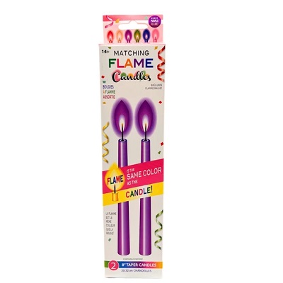 VELAS CONICAS 8 PULGADAS 2 PC MORADAS