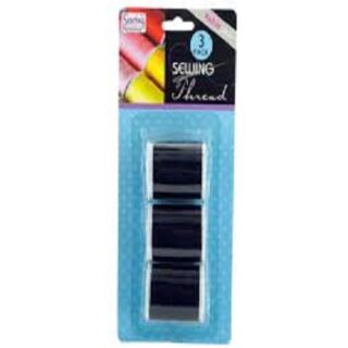JUEGO DE HILOS DE COSER NEGROS 3 PC