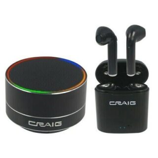 SET BOCINA Y AURICULARES BLUETOOTH NEGROS